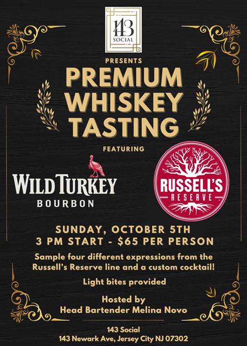 Premium Whiskey Tasting at 143 Social October 5th 2025
